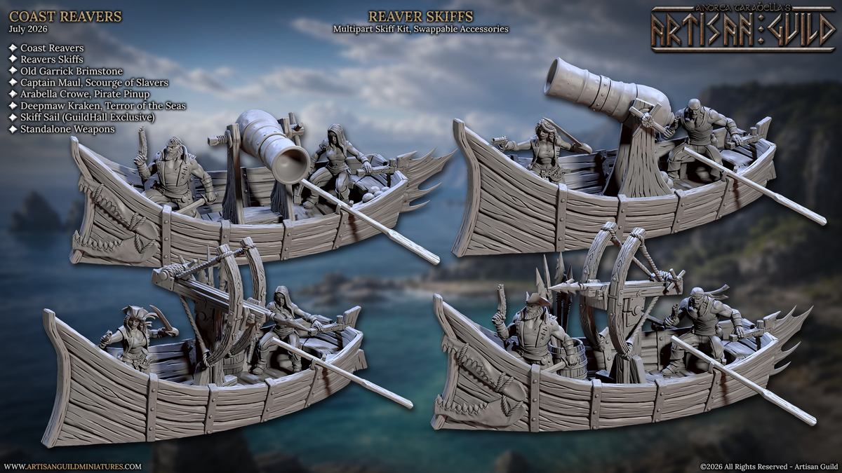 Coast Reavers, Skiffs - Pirate Rowboats (5 Variants Available) - Artisan Guild