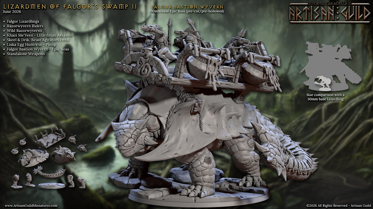 Falgor Bastion Wyvern, Giant Armoured Lizard (2 Variants Available) - Artisan Guild