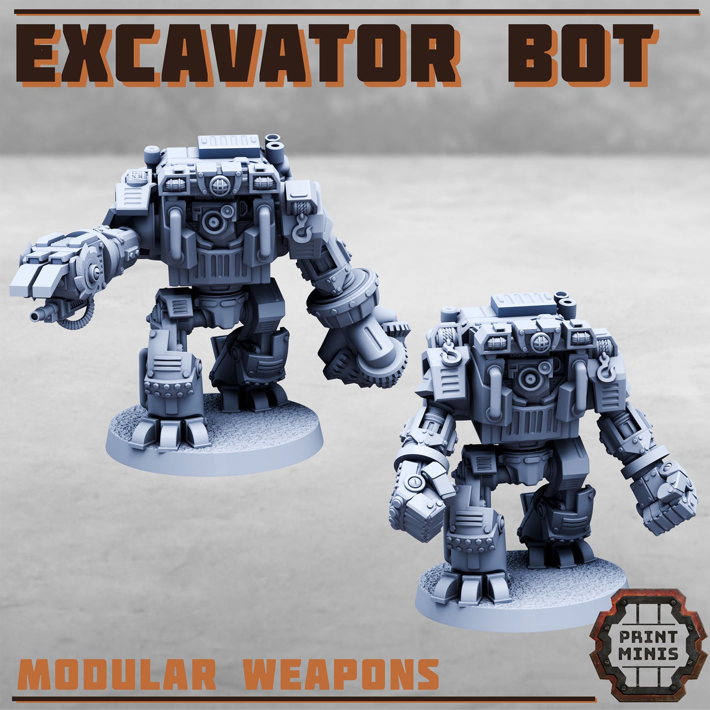 Excavator Bot (2 Variants Available) - Print Minis