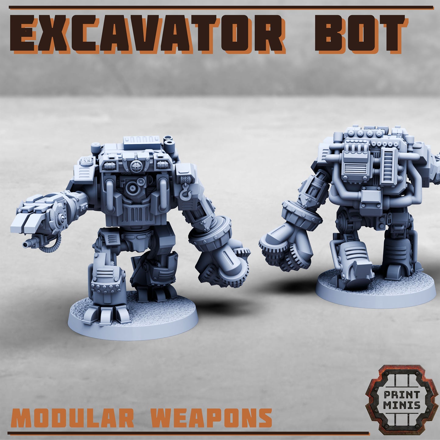 Excavator Bot (2 Variants Available) - Print Minis