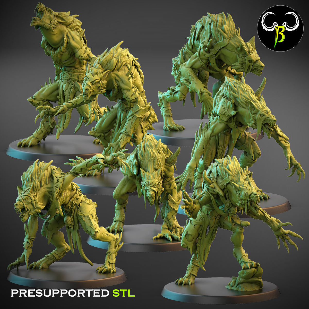 Feral Mutants, Werewolf Pack (7 Variants Available) - Clay Beast Creations