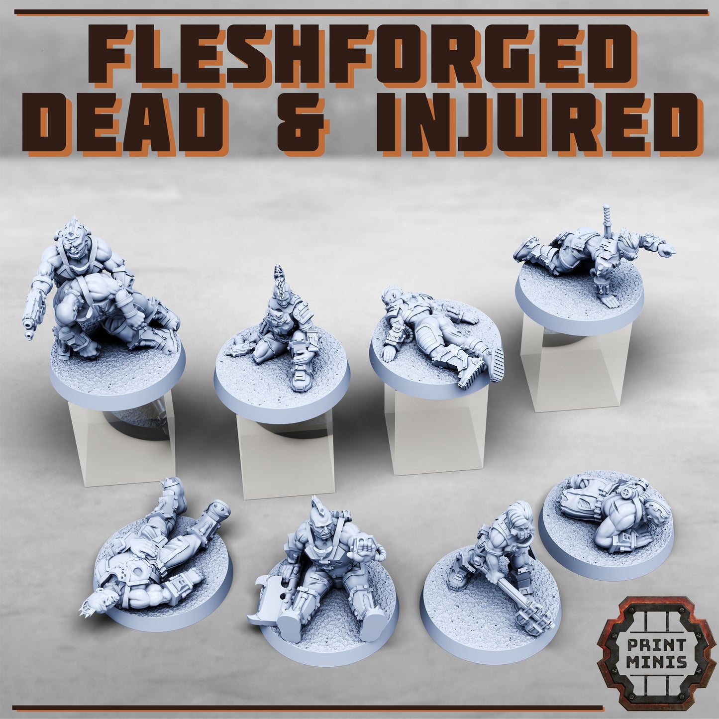 Fleshforged - Dead and Injured Soldiers (8 Variants Available) - Print Minis