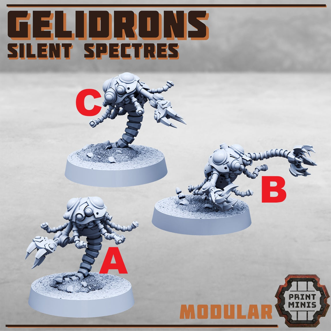 Gelidrons, Silent Spectre Mechanical Companions (3 Variants Available) - Print Minis