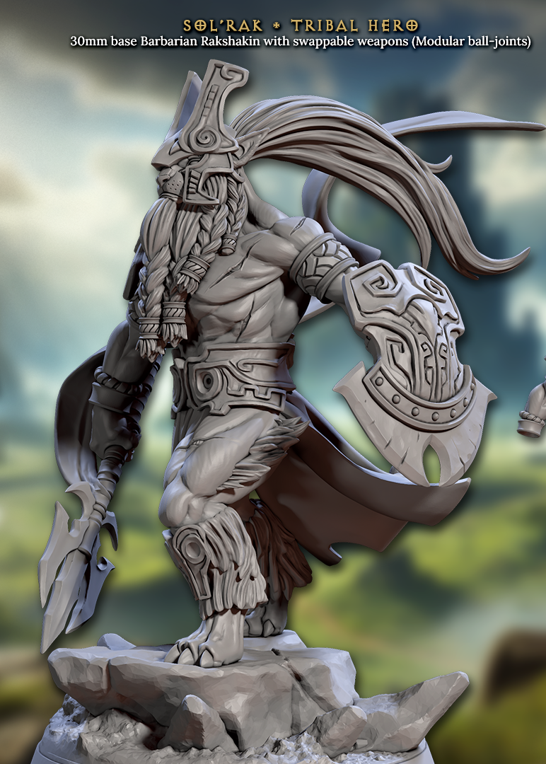 Sol Rok, Tribal Hero - Lion Folk Warrior (2 Variants Available) - Artisan Guild
