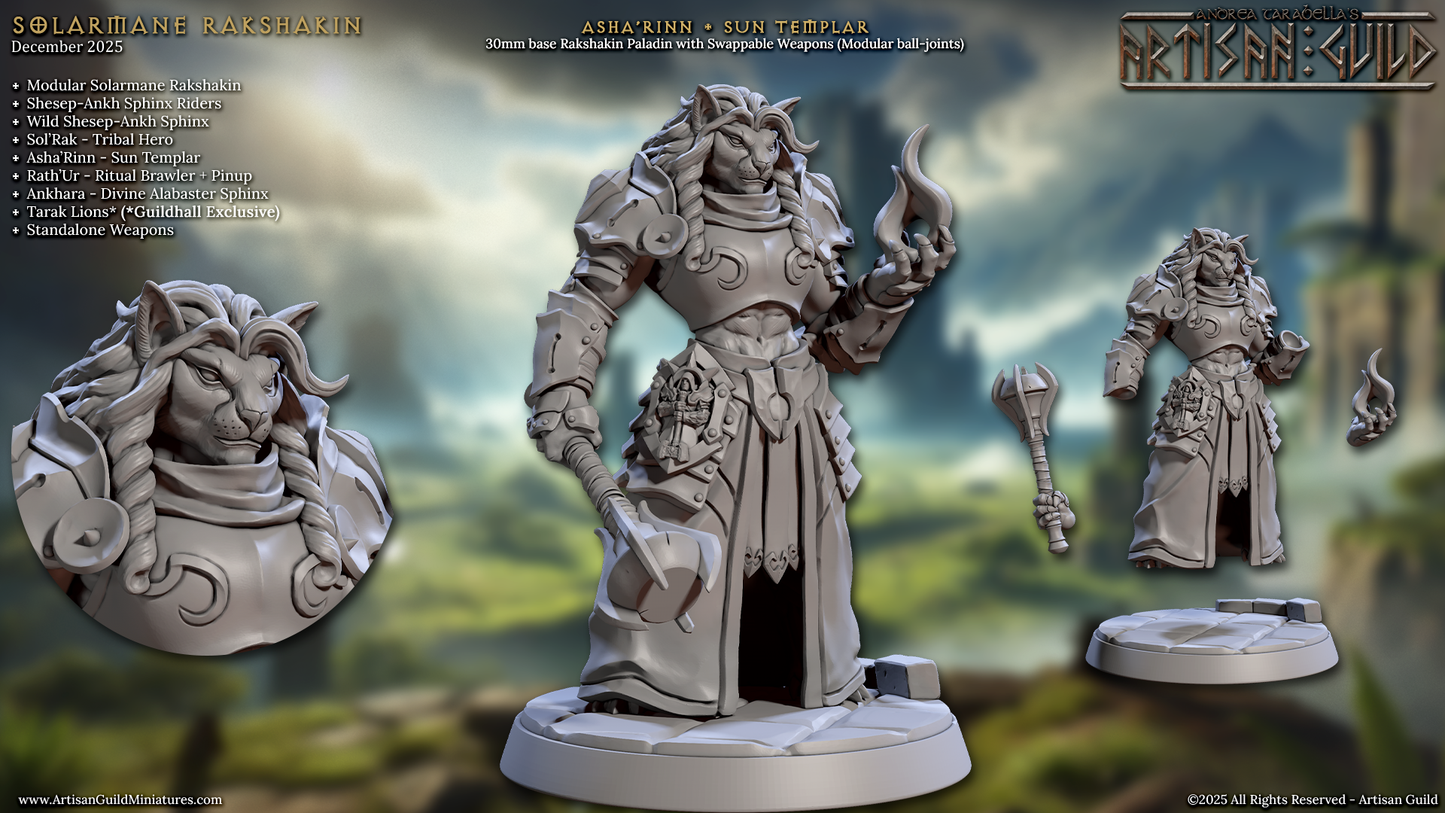 Asha Rinn, Sun Templar - Lion Folk Paladin - Artisan Guild