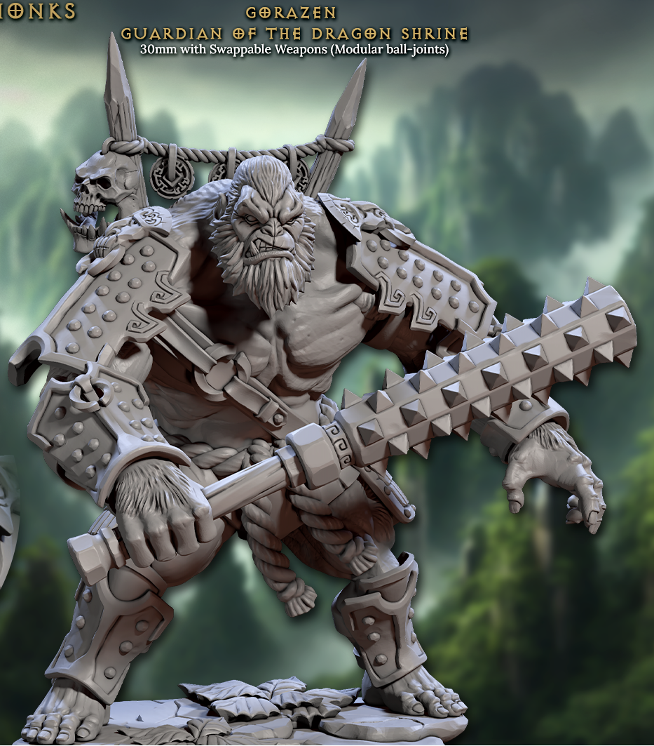 Gorazen, Guardian of the Dragon Shrine - Ape Folk Warrior (2 Variants Available) - Artisan Guild
