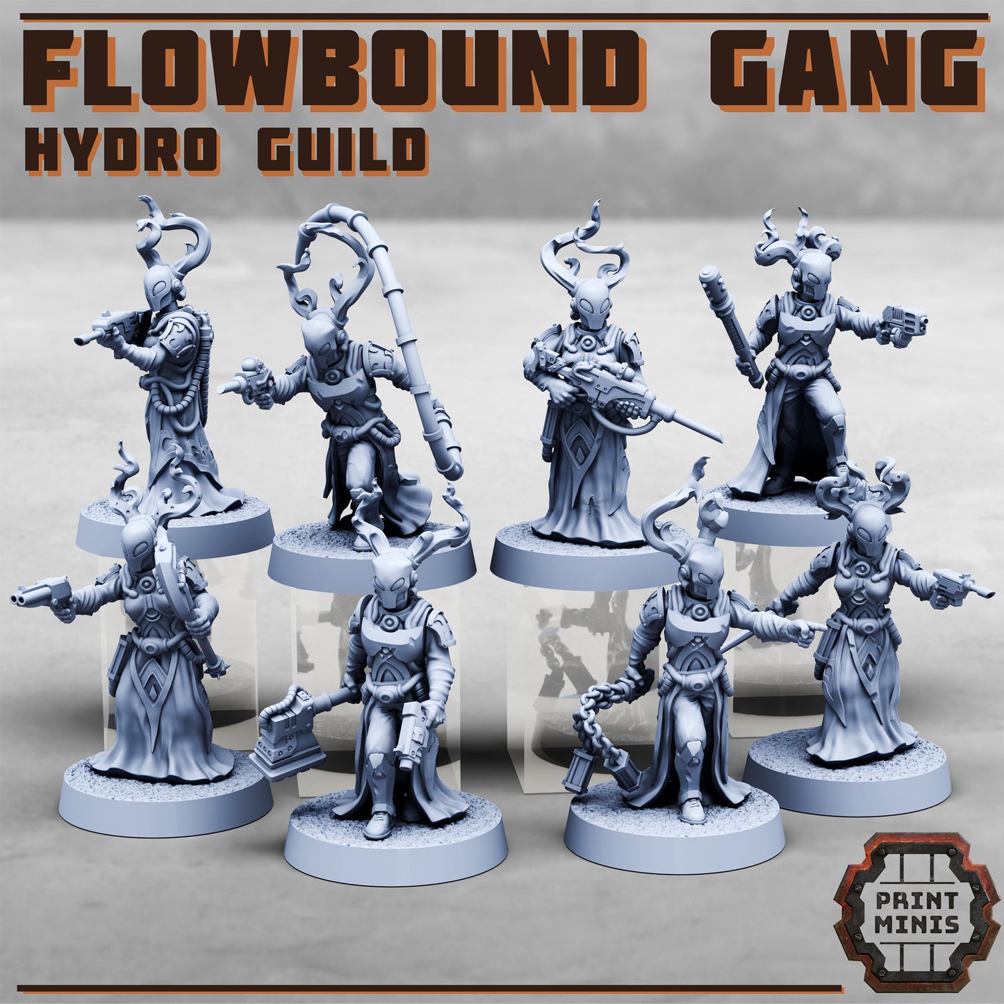 Flowbound Gang, Hydro Guild Fighters (8 Variants Available) - Print Minis