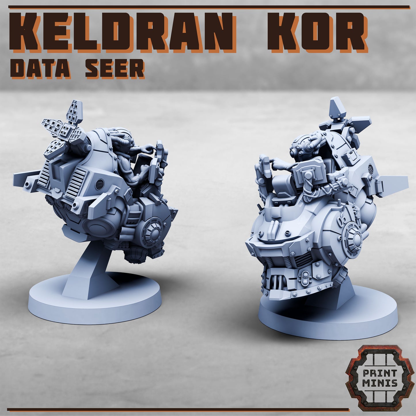 Keldran Kor, Data Seer - Tech Wizard in Flying Machine - Print Minis