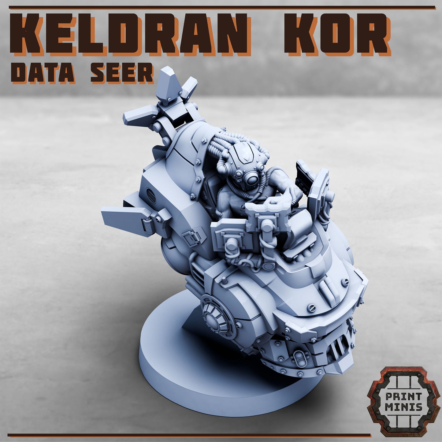 Keldran Kor, Data Seer - Tech Wizard in Flying Machine - Print Minis