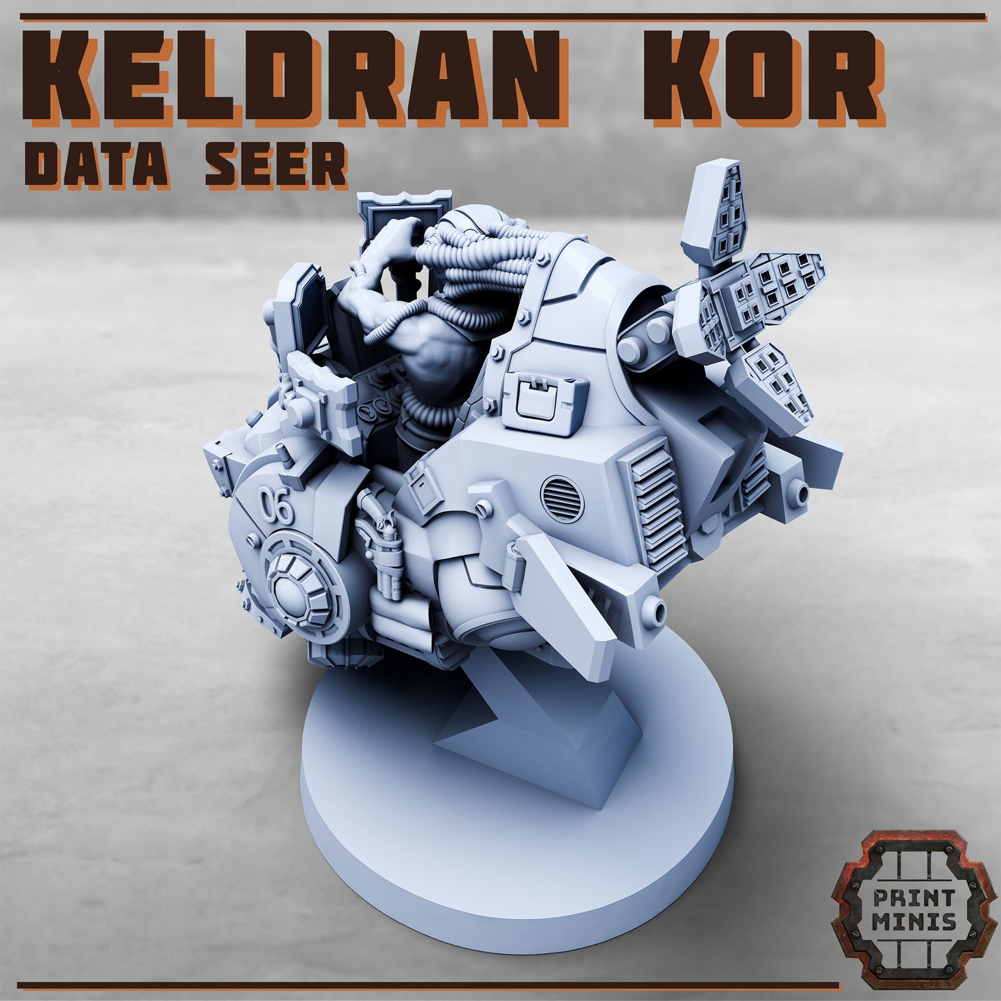 Keldran Kor, Data Seer - Tech Wizard in Flying Machine - Print Minis