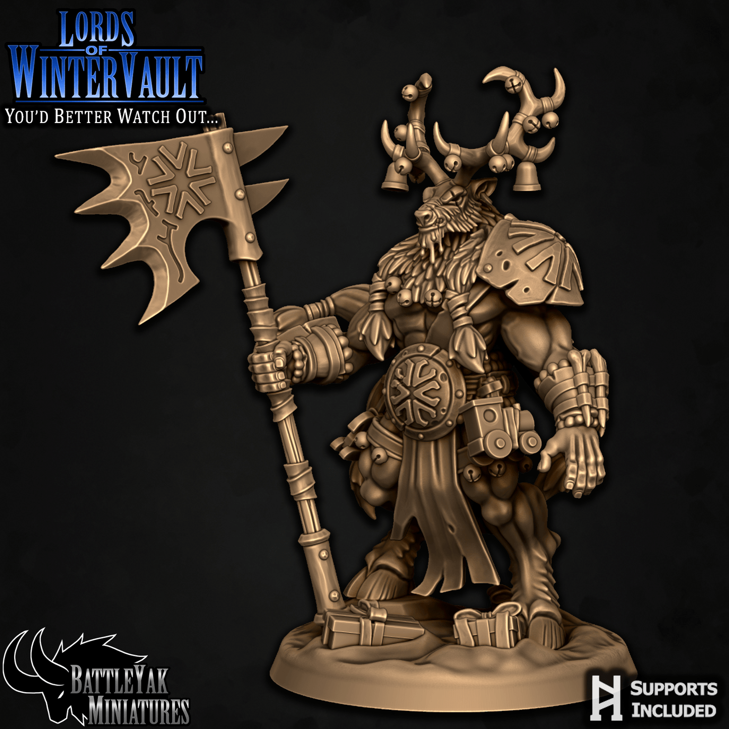 Banedeer Red-Muzzle, Reindeer Folk Warrior Leader - Battle Yak