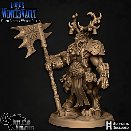 Banedeer Red-Muzzle, Reindeer Folk Warrior Leader - Battle Yak