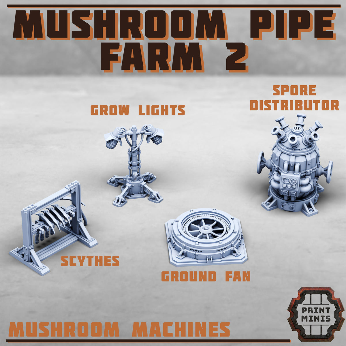 Mushroom Pipe Farm, Set 2 (18 Variants Available) - Print Minis