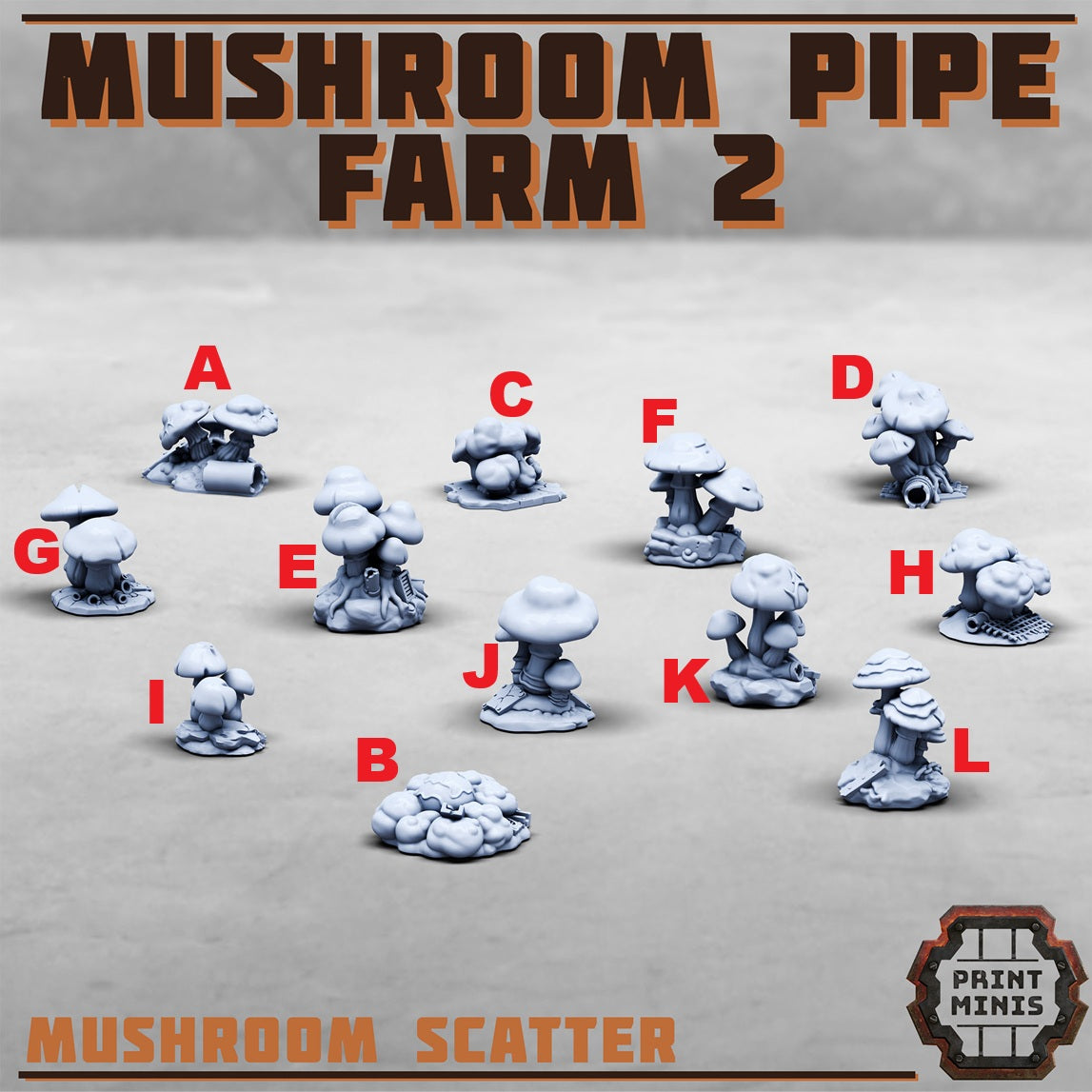 Mushroom Scatter Terrain, Sci Fi Fungus (12 Variants Available) - Print Minis