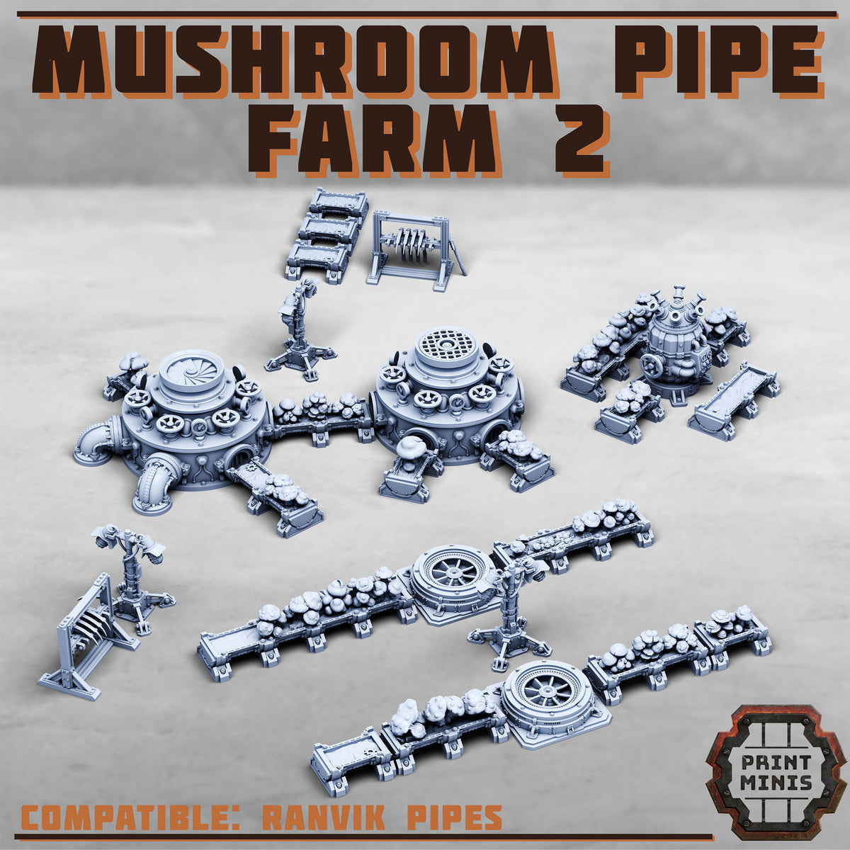 Mushroom Pipe Farm, Set 2 (18 Variants Available) - Print Minis