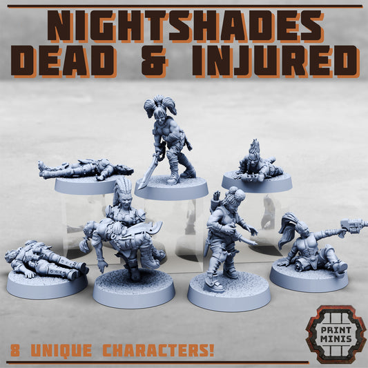 Bitter Nightshades, Dead and Injured (7 Variants Available) - Print Minis