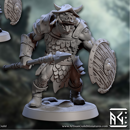 Orhog Warriors, Pig Orc Warband Melee Squad with Helmets (6 Variants Available) - Artisan Guild