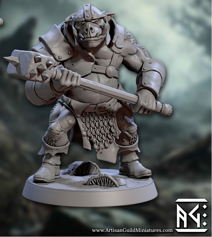 Orhog Warriors, Pig Orc Warband Melee Squad with Helmets (6 Variants Available) - Artisan Guild