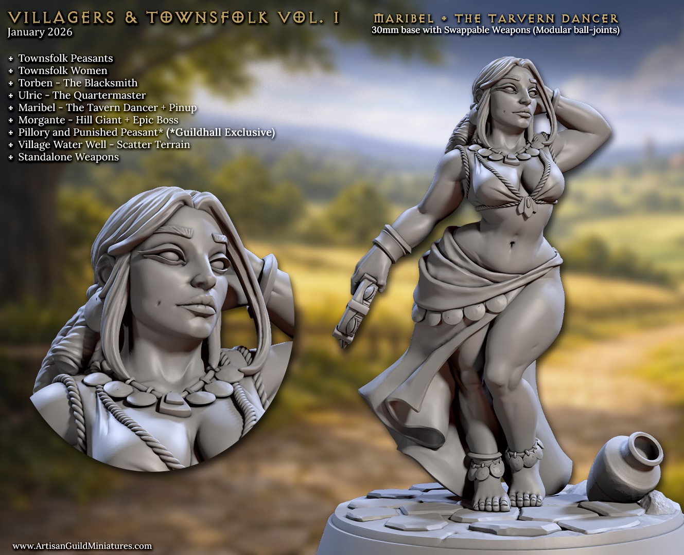 Maribel, the Tavern Dancer - Human Villager Pinup - Artisan Guild