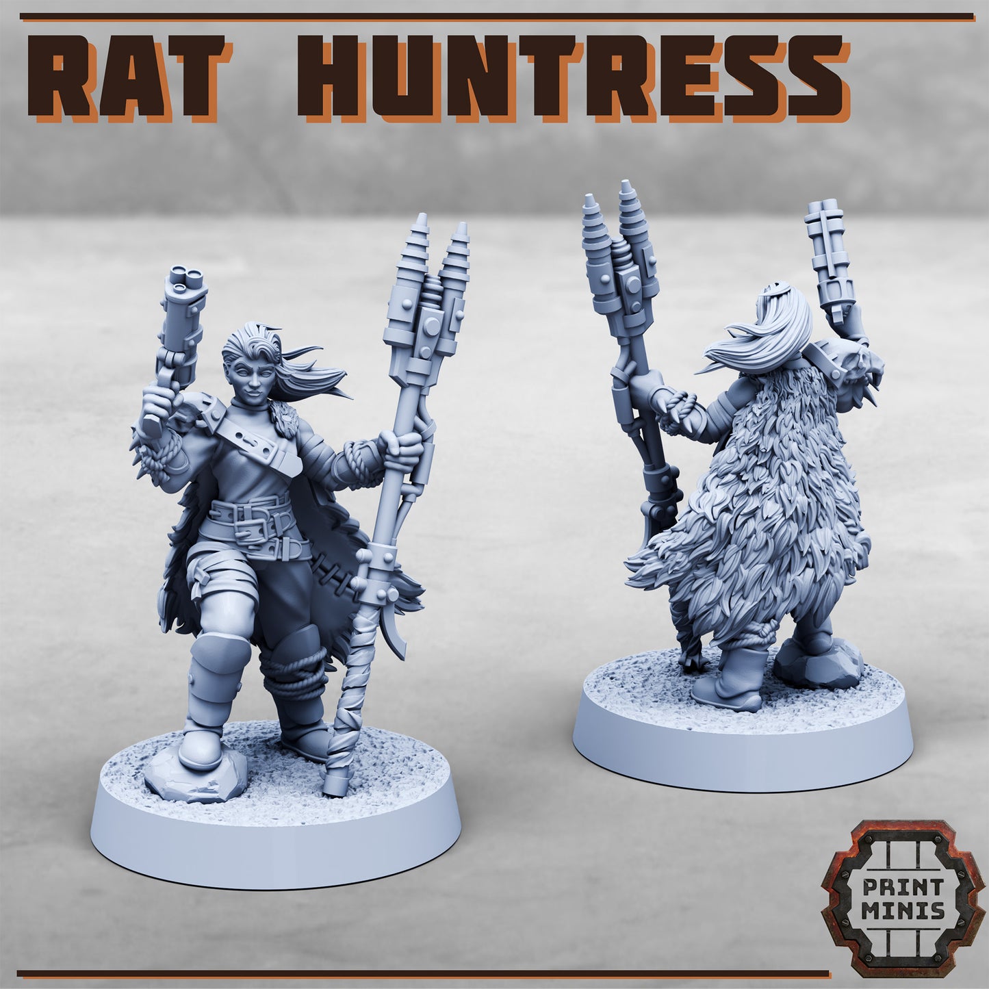 Rat Huntress and Giant Rat (2 Variants Available) - Print Minis