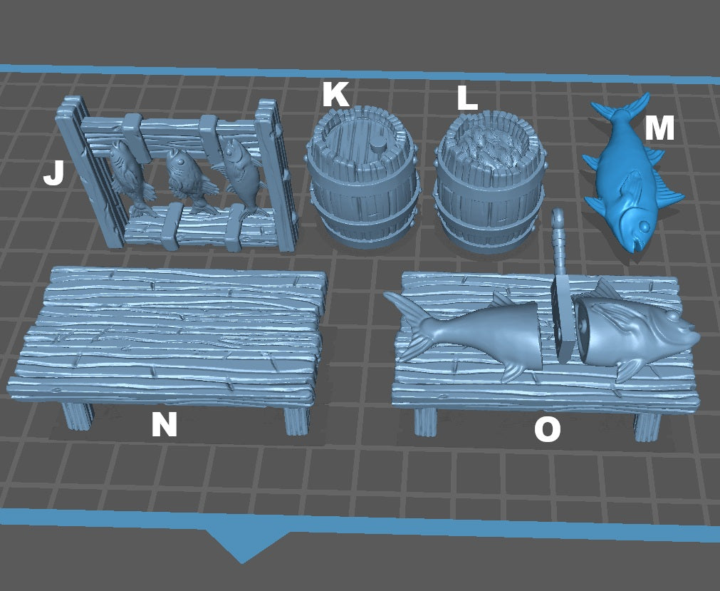 Bloodgreed Bay Terrain Set - Fishwife Stall Scenery Kit (15 Variants Available) - Battle Yak