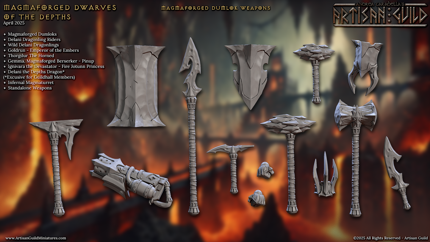 Magmaforged Dumlok Hands and Weapons, 28mm Scale (12 Variants Available) - Artisan Guild