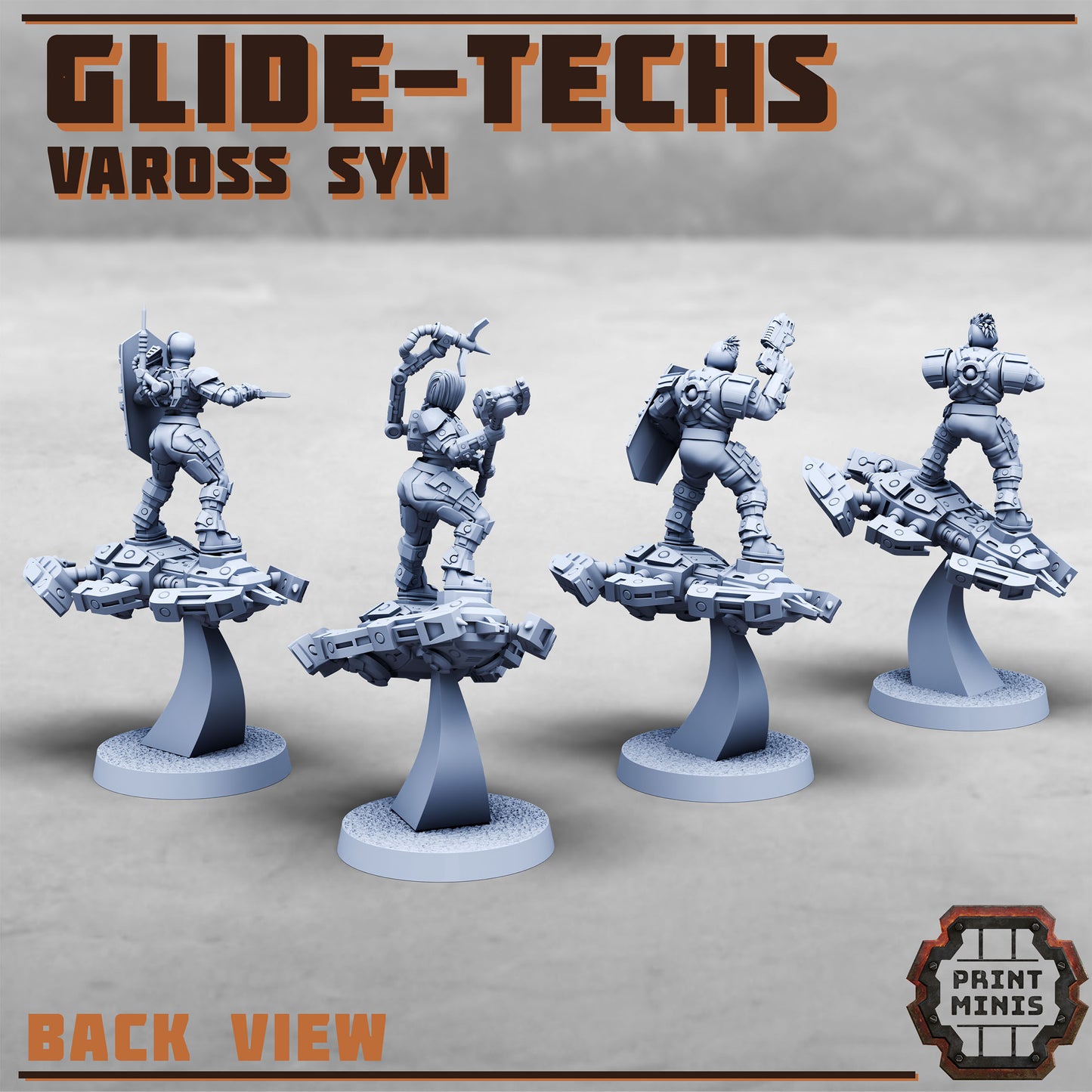Glide Techs, Vaross Syn Gang - Tech Warriors with Flight Platforms (4 Variants Available) - Print Minis