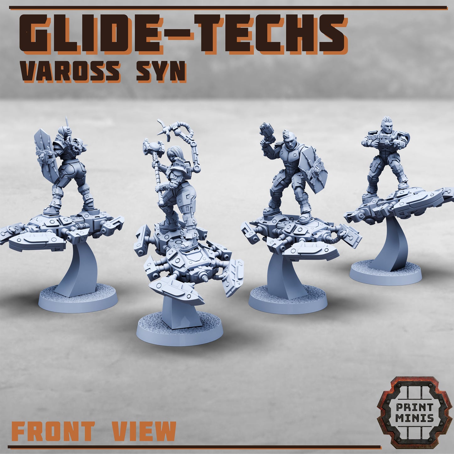 Glide Techs, Vaross Syn Gang - Tech Warriors with Flight Platforms (4 Variants Available) - Print Minis