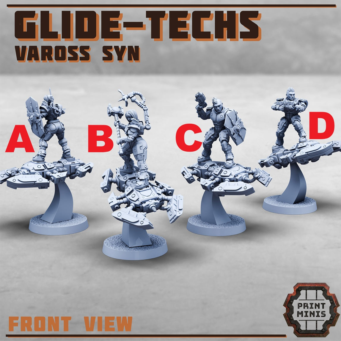 Glide Techs, Vaross Syn Gang - Tech Warriors with Flight Platforms (4 Variants Available) - Print Minis