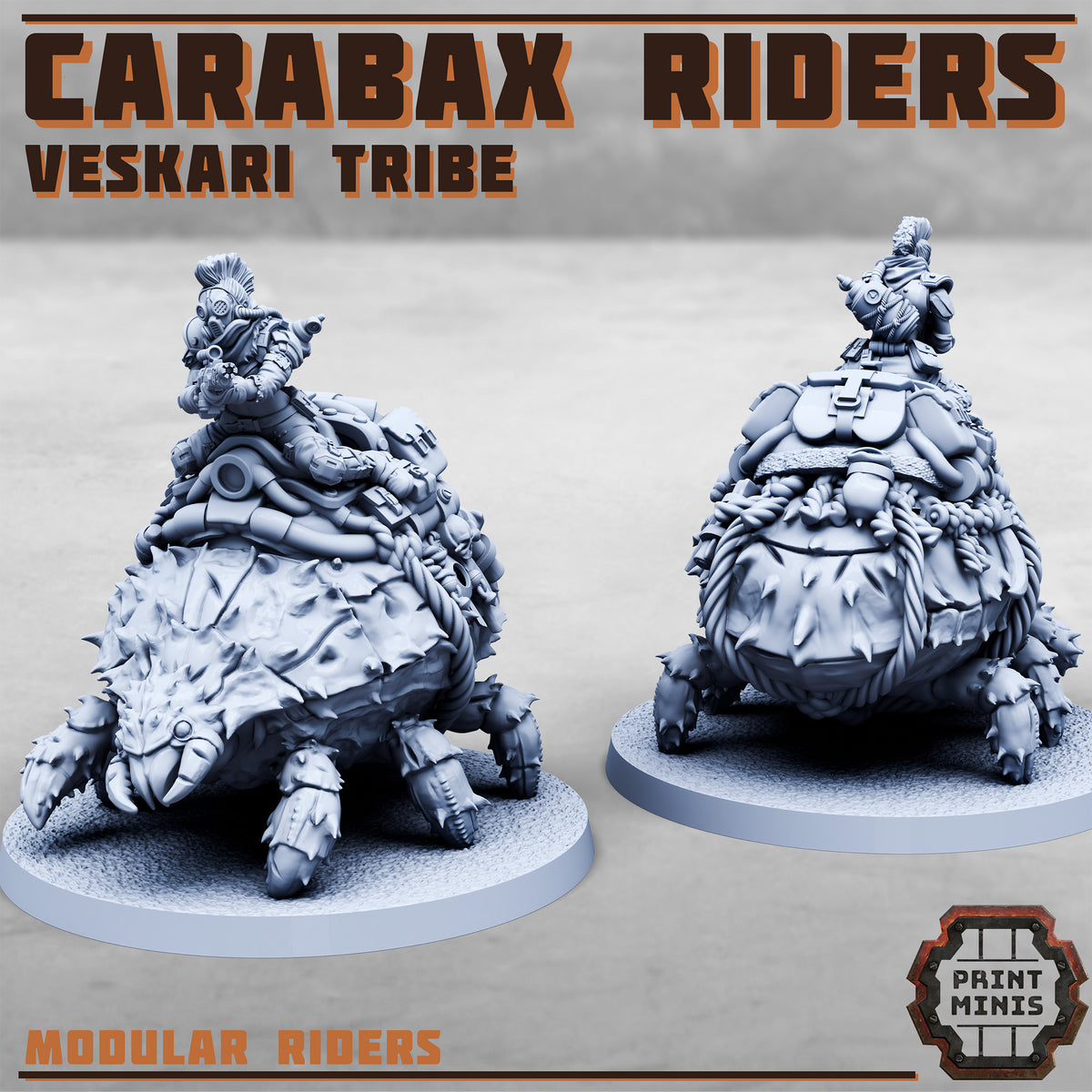 Carabax Beetle Riders - Alien Insects with Sci Fi Cavalry (3 Variants Available) - Print Minis