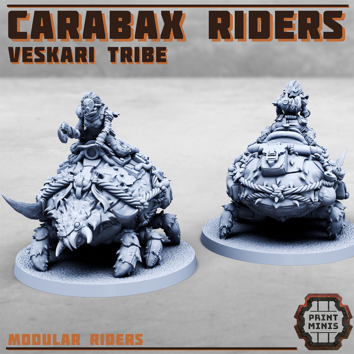 Carabax Beetle Riders - Alien Insects with Sci Fi Cavalry (3 Variants Available) - Print Minis
