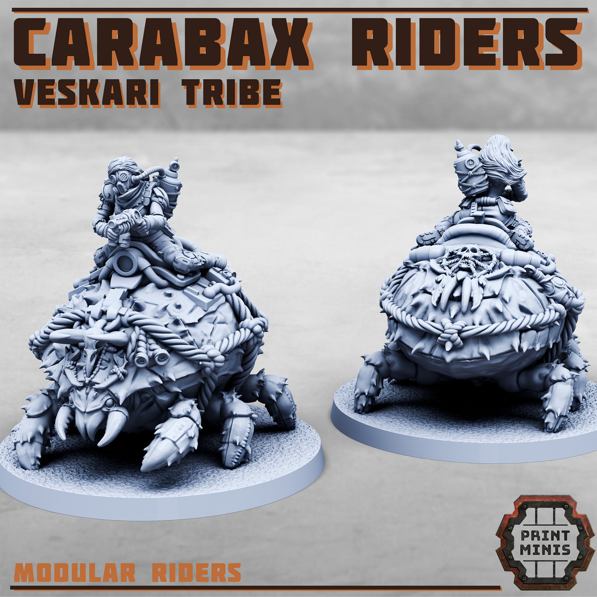 Carabax Beetle Riders - Alien Insects with Sci Fi Cavalry (3 Variants Available) - Print Minis