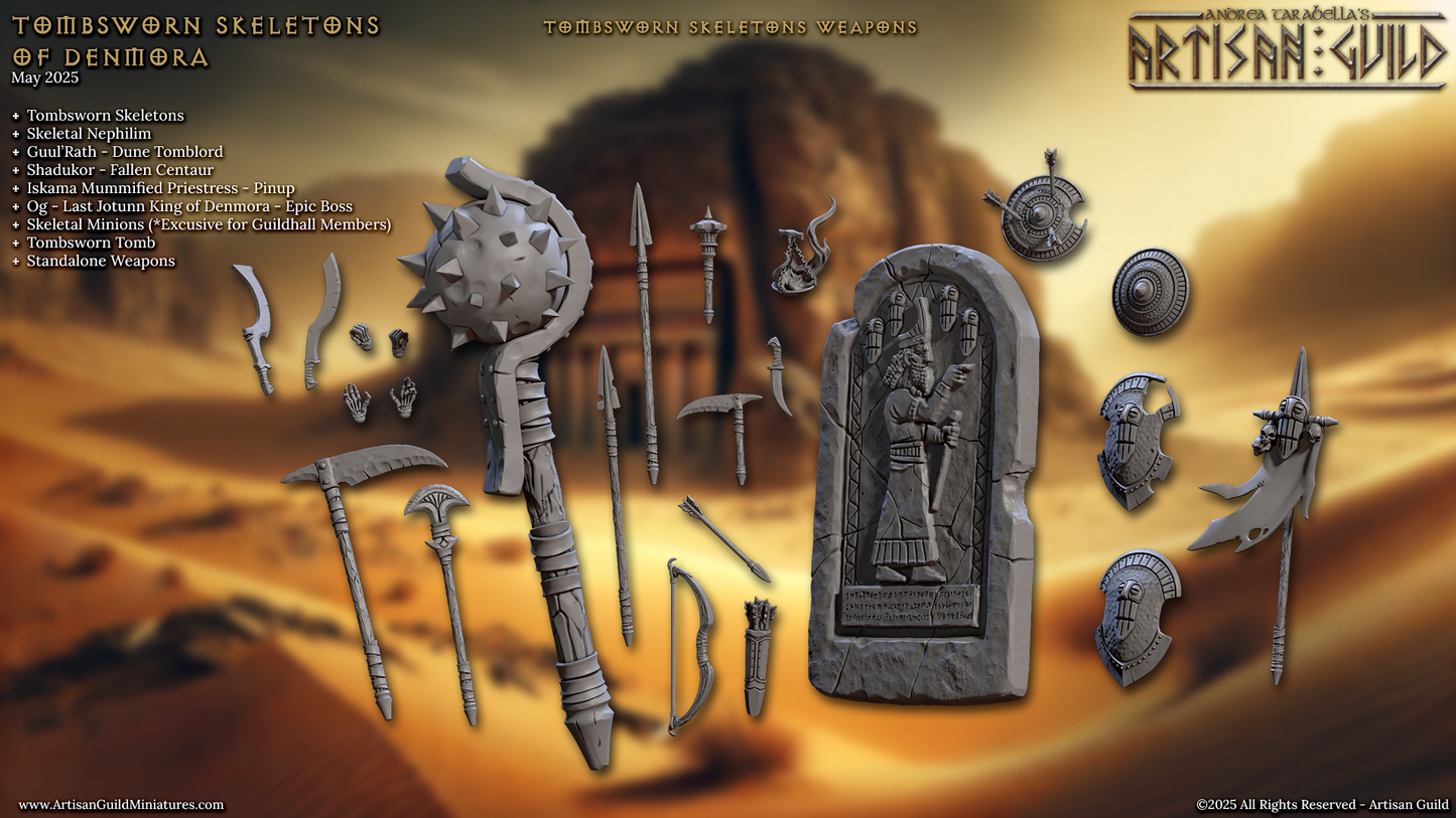Tombsworn Skeletons, Hands and Weapons, 32mm Scale (24 Variants Available) - Artisan Guild