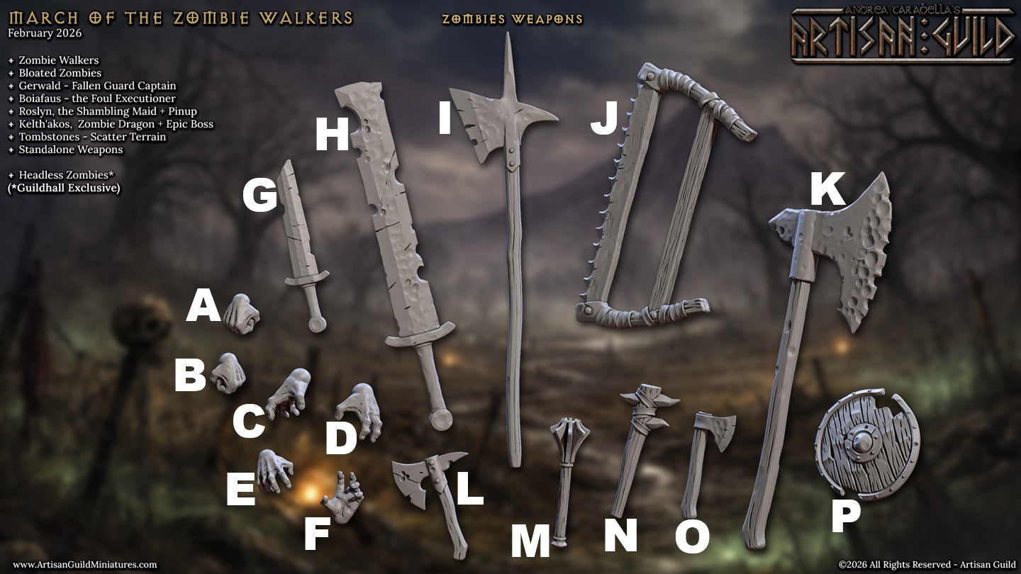 Zombie Walker Weapons, 28mm Scale (16 Variants Available) - Artisan Guild