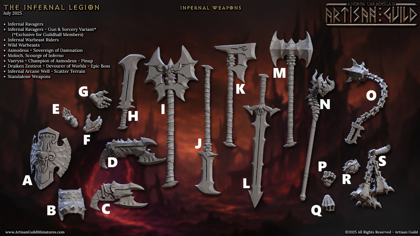 Infernal Legion, Weapons and Hands - 32mm Scale (19 Variants Available) - Artisan Guild