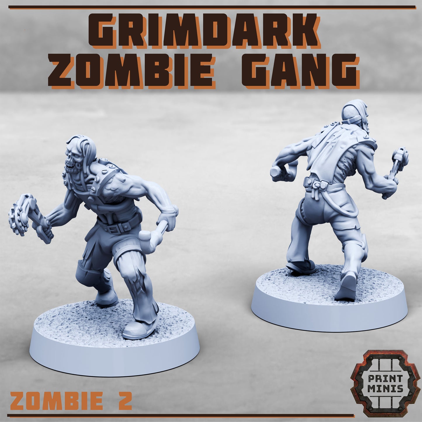 Grimdark Zombie Gang (8 Variants Available) - Print Minis