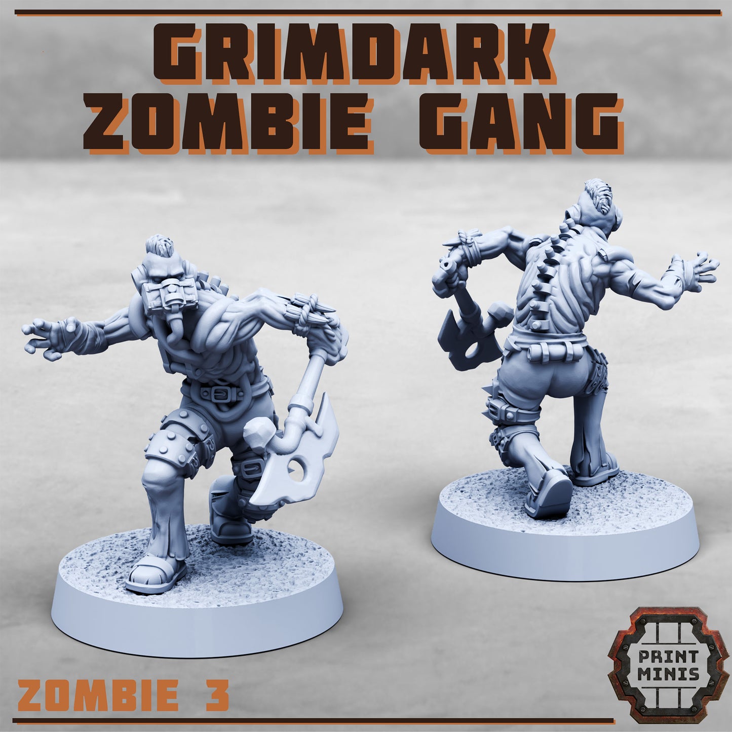 Grimdark Zombie Gang (8 Variants Available) - Print Minis