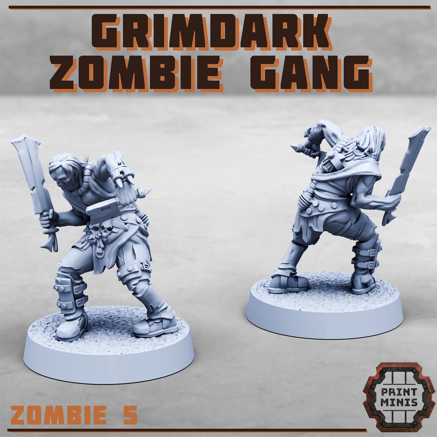 Grimdark Zombie Gang (8 Variants Available) - Print Minis