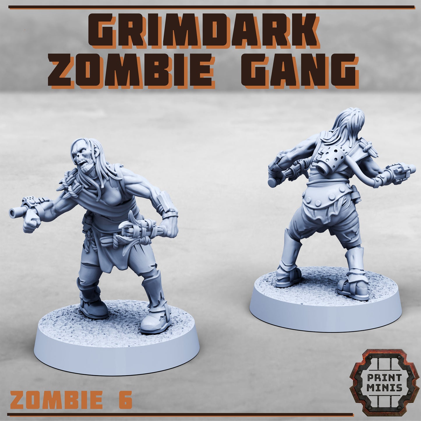 Grimdark Zombie Gang (8 Variants Available) - Print Minis