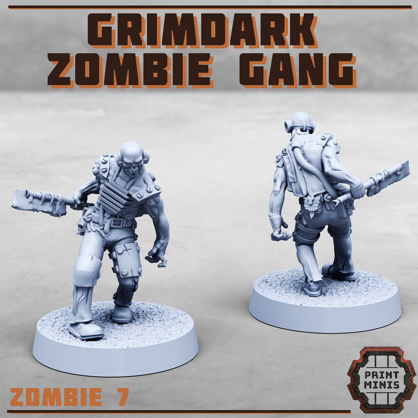 Grimdark Zombie Gang (8 Variants Available) - Print Minis