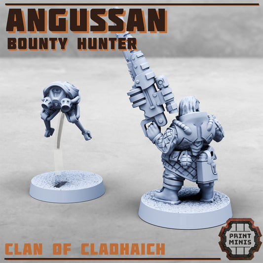 Angussan, Bounty Hunter with Clan Robot - Print Minis