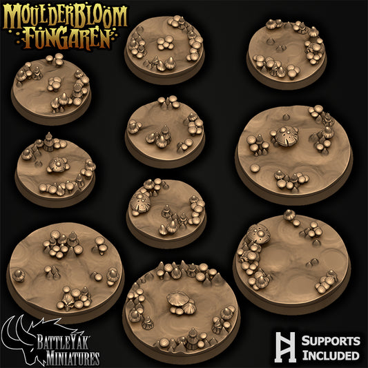Bloomcavern Bases - Mushroom Terrain Base Set (19 Variants Available) - Battle Yak