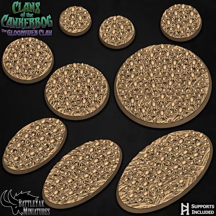 Gloomweb Bases - Base Set Covered in Spiders (9 Variants Available) - Battle Yak