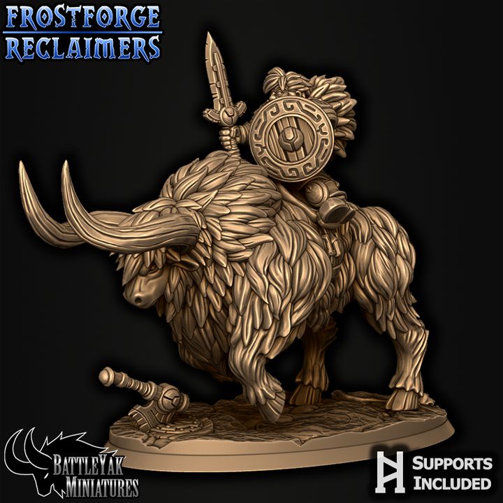 Frostforged Battle-Yak Shield-Maidens, Dwarven Warrior Yak Cavalry (3 Variants Available) - Battle Yak