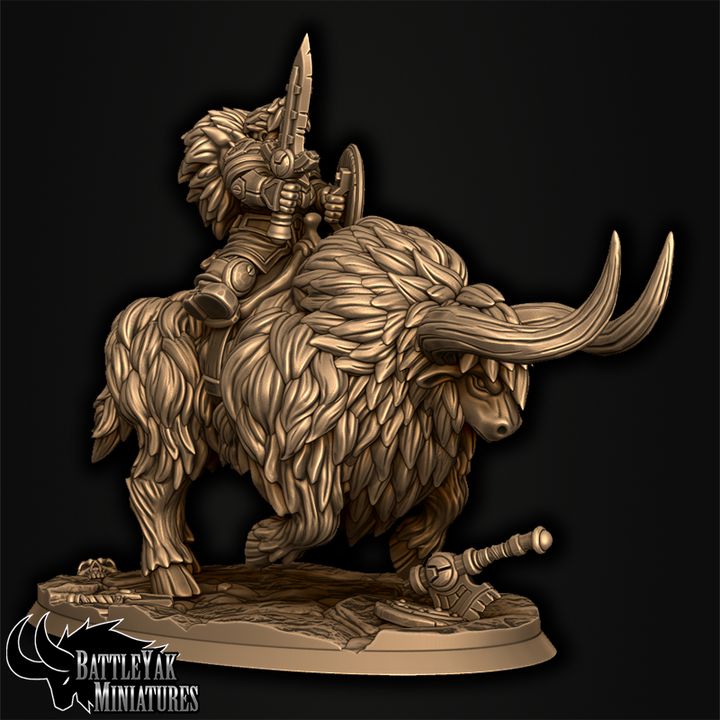 Frostforged Battle-Yak Shield-Maidens, Dwarven Warrior Yak Cavalry (3 Variants Available) - Battle Yak