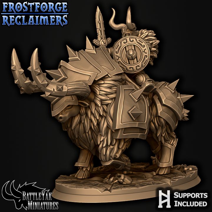 Frostforged Battle-Yak Shield-Maidens, Dwarven Warrior Yak Cavalry - Armoured (3 Variants Available) - Battle Yak