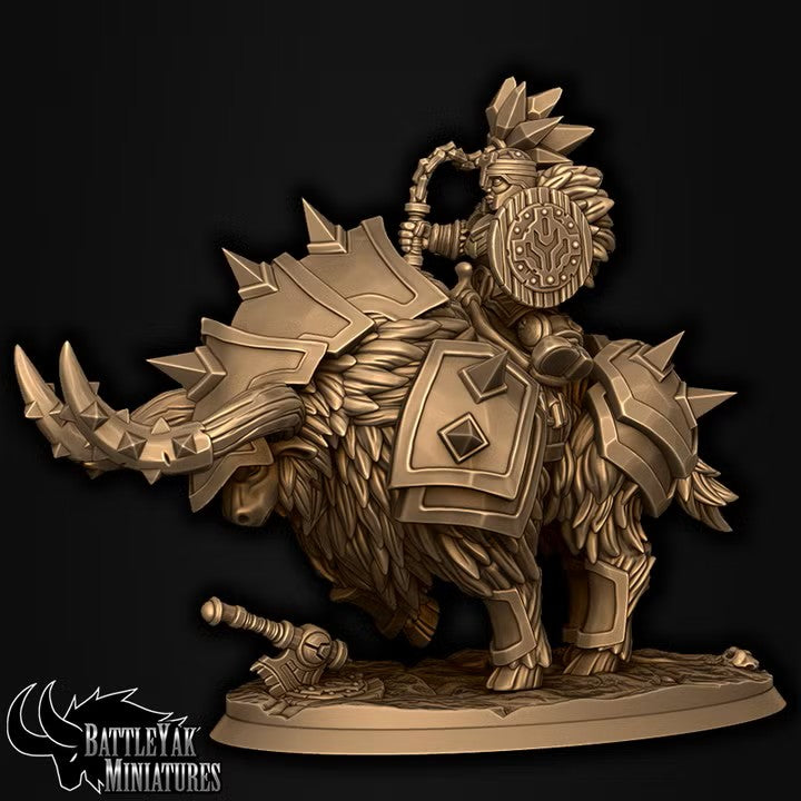 Frostforged Battle-Yak Shield-Maidens, Dwarven Warrior Yak Cavalry - Armoured (3 Variants Available) - Battle Yak