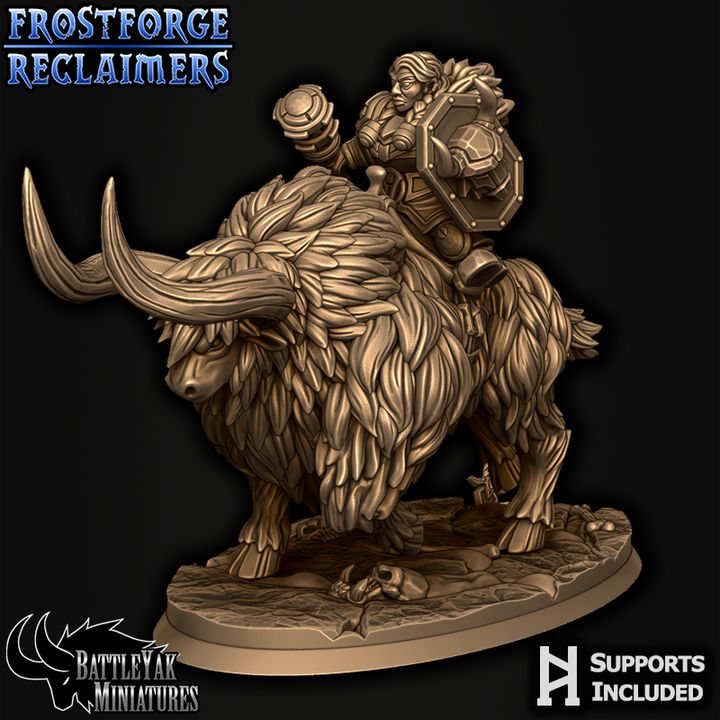 Frostforged Battle-Yak Shield-Maidens, Dwarven Warrior Yak Cavalry (3 Variants Available) - Battle Yak