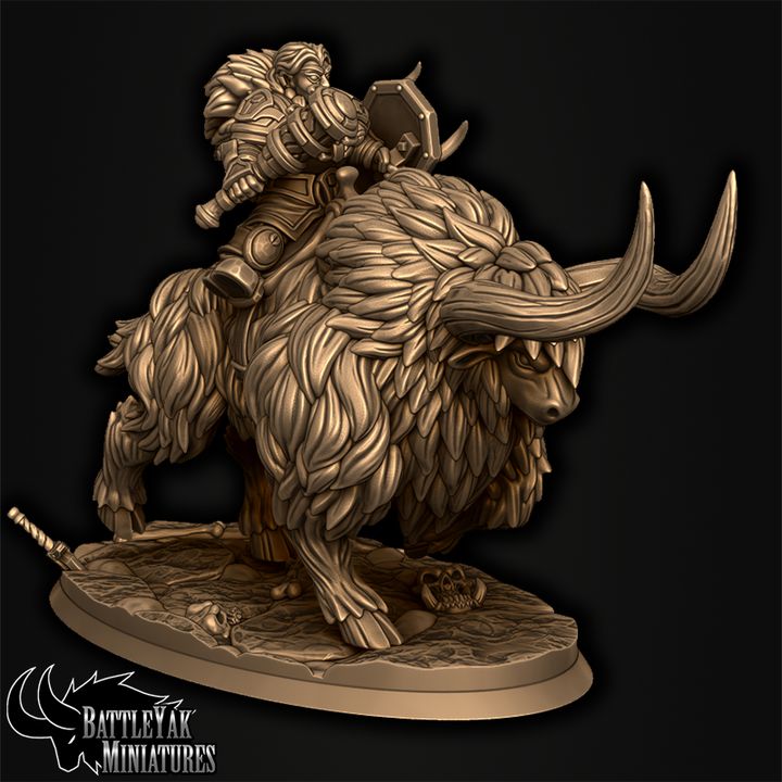 Frostforged Battle-Yak Shield-Maidens, Dwarven Warrior Yak Cavalry (3 Variants Available) - Battle Yak