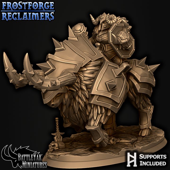 Frostforged Battle-Yak Shield-Maidens, Dwarven Warrior Yak Cavalry - Armoured (3 Variants Available) - Battle Yak